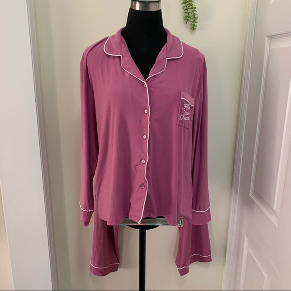 Mentally Exhausted Embroidered Pocket loungewear Sleepwear Set size XL - Picture 11 of 15